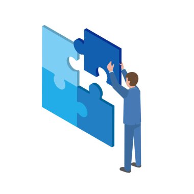 Bir iş adamının bulmacayı bir araya getirişi.