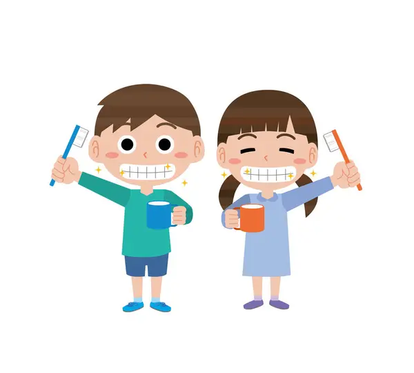 Diş macunu gülümseyen oğlanlar ve kızlar