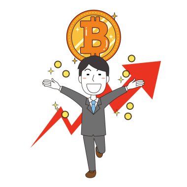 Bitcoin 'in değerinin artmasından memnun olan bir adam.