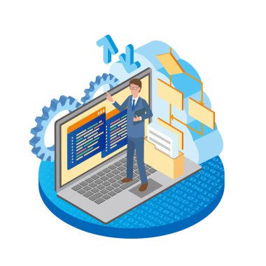 Programlama yapan bir mühendisin resim çizimi