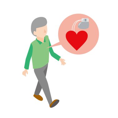 Senior male with embedded pacemaker clipart