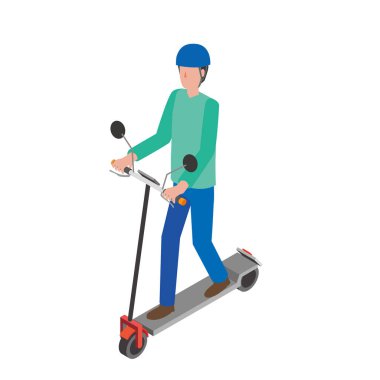 Kickboard kullanan bir adam