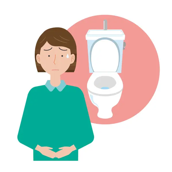 Tuvaletle ilgili endişeleri olan bir kadın.