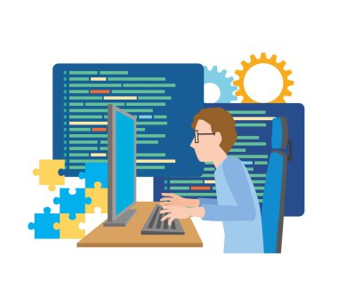 Bir erkek programlamasının resim çizimi