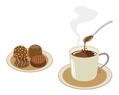 Sıcak çikolata ve çikolata tatlısı.