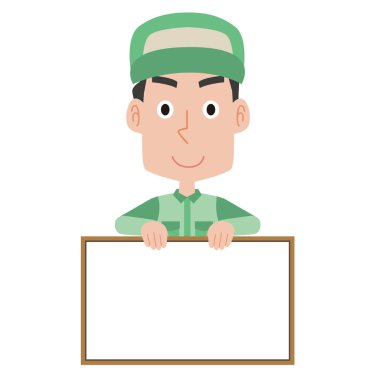 Beyaz tahtası olan erkek işçi.