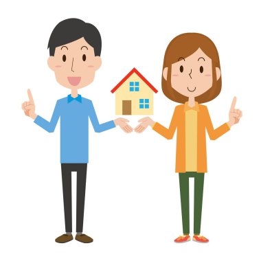 Bir çiftin ev hakkında konuştuğu bir resim.