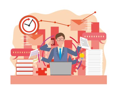 Çoklu görev yapan bir iş adamı tasviri