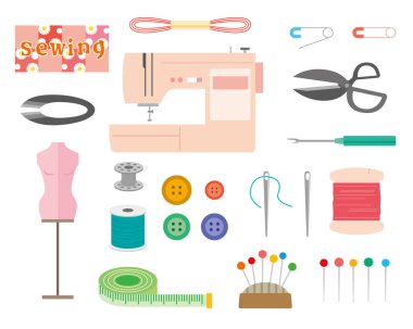 El işi giysi araçları çizim seti