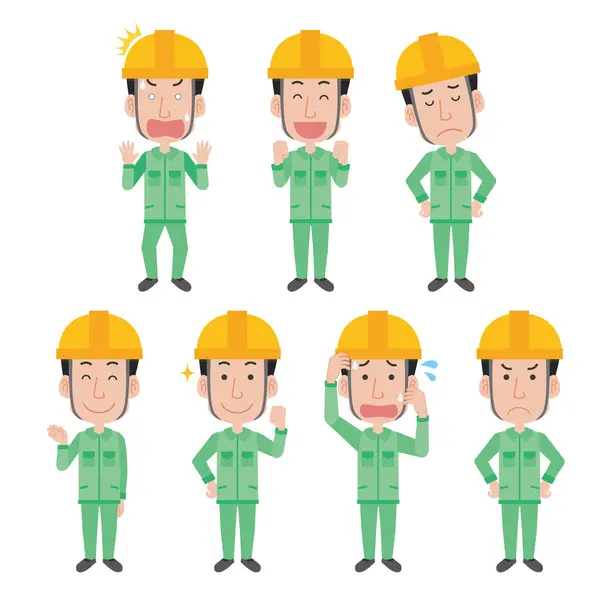 Männliche Arbeiter Posieren Mit Helm — Stockvektor