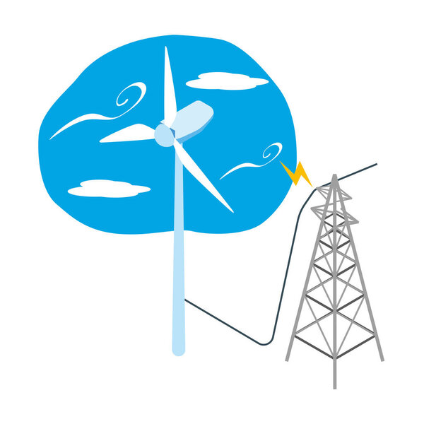 Изображение генерации и передачи энергии ветра