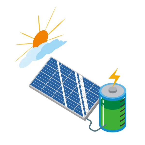 Güneş enerjisi üretimi ve depolama pillerinin görüntüsü