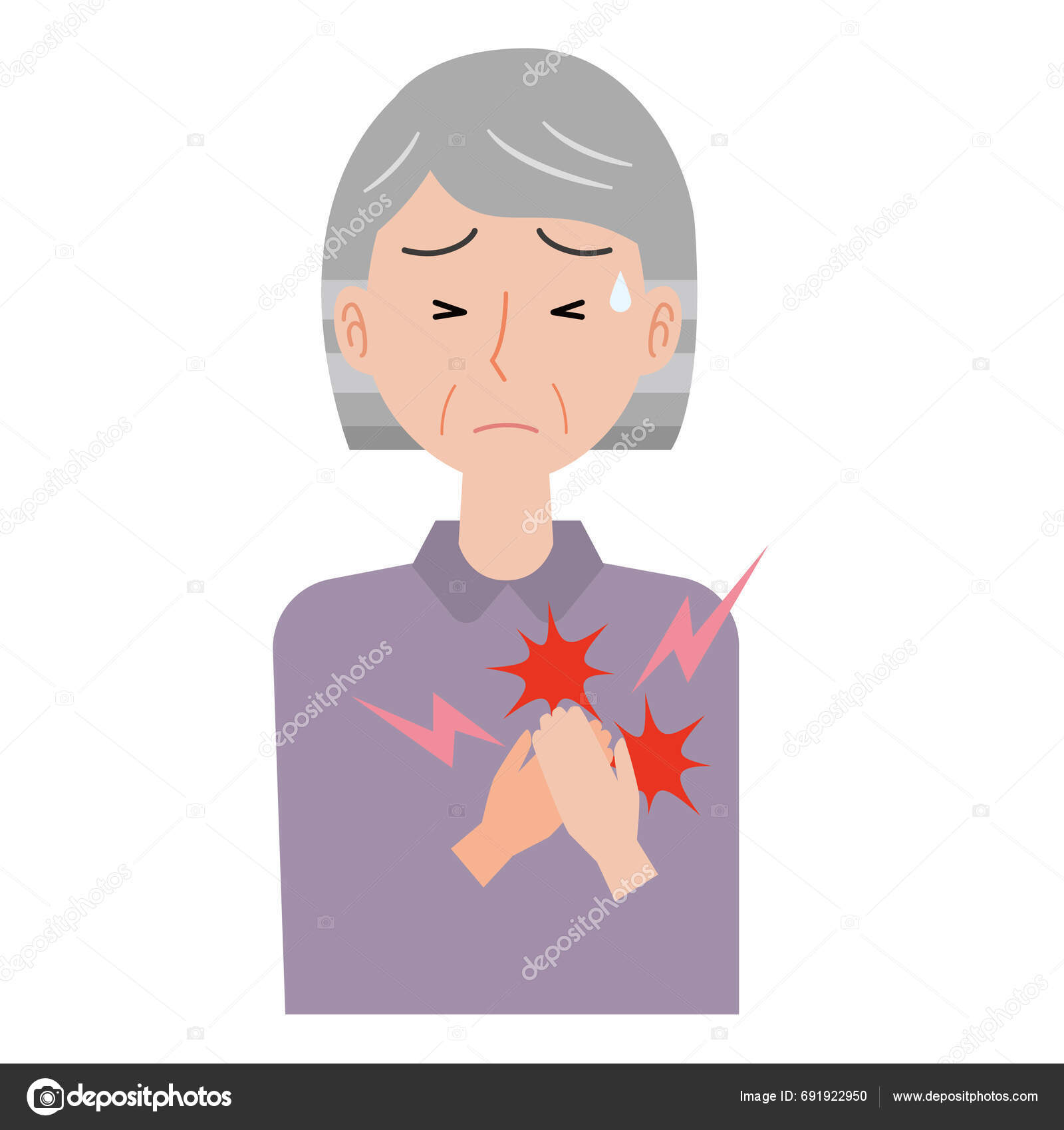 Elderly Woman Chest Pain Stock Vector by ©nao701030455 691922950