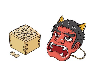 Setsubun iblis maskesi ve fukumame