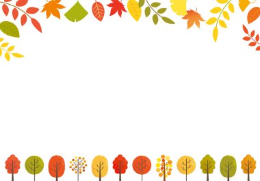 Sonbahar yaprakları ve ağaçların çerçevesi