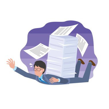 İşadamı belgelerle boğulmuş.