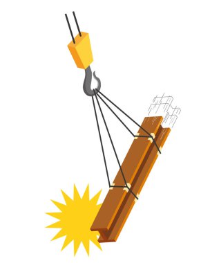 Bir vinç tarafından kaldırılırken kayıp düşen çelik malzeme.