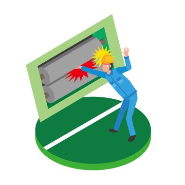 Bir makinenin tekerlek kısmına yakalanmanın yol açtığı bir kaza.