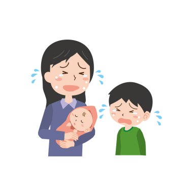 Ebeveynler ve çocuklar acı içinde ağlıyorlar.