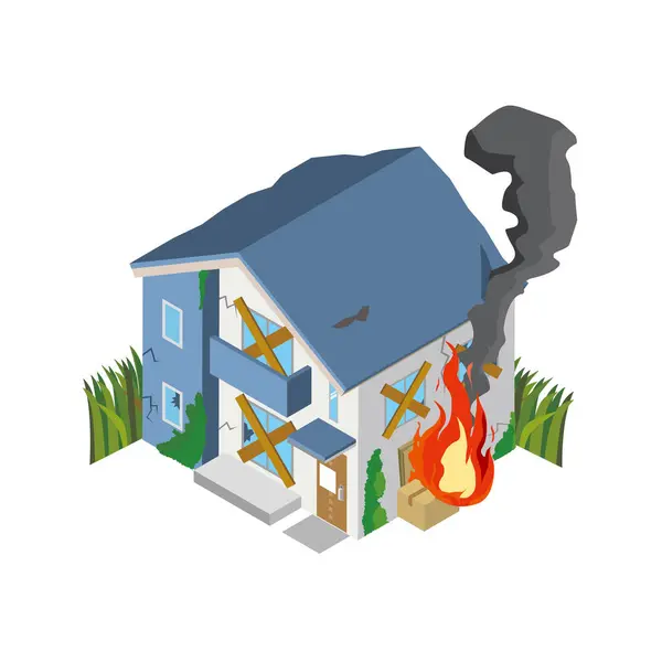 Incendio Causado Por Incendio Sospechoso Casa Vacía — Vector de stock