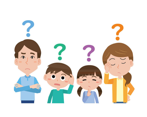 Изображение семьи, которая удивляется или забывает