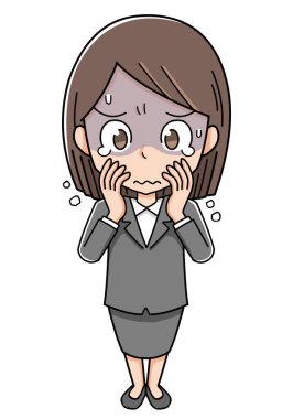 Ağlayan takım elbiseli kadın.