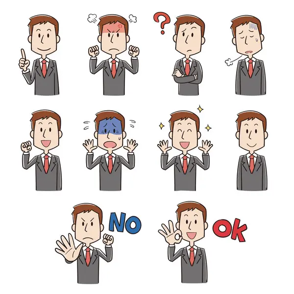 Takım elbiseli adamların yüz ifadelerinin çeşitlendirilmesi