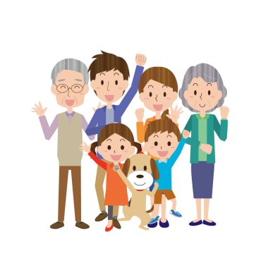 Üç nesildir ailesi ve evcil hayvanlarının olduğu bir ev tasviri