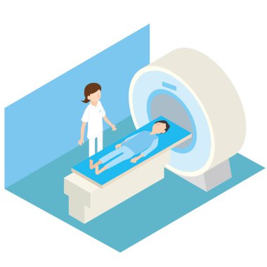 Hastanede MRI muayenesi için resim çizimi