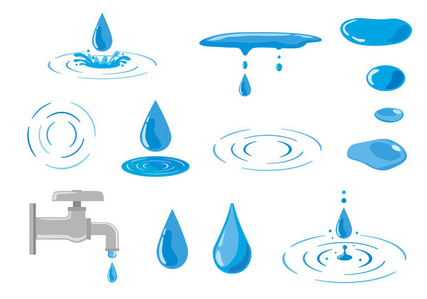 Set illustration of various water droplets