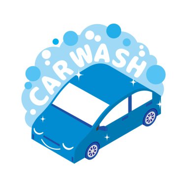 Mavi bir arabanın yıkanma görüntüsü.