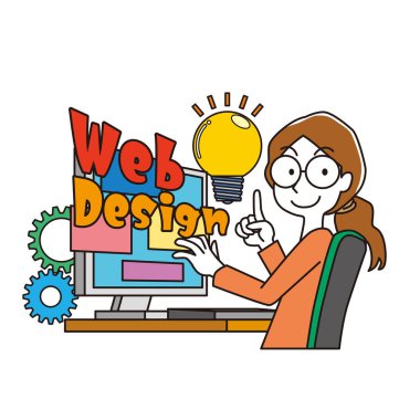 Bir kadın web tasarımcısının çizimi