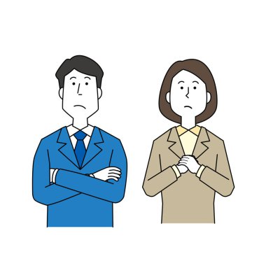 Endişeli kadın ve erkeklerin tasviri