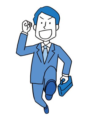 Male office worker walking cheerfully clipart