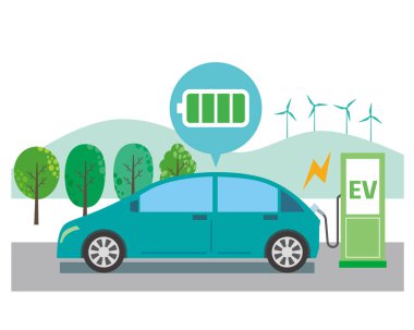 Elektrikli bir arabanın şarj edilme görüntüsü