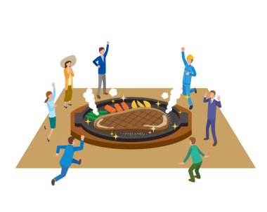 Biftekle sevinen insanlar.