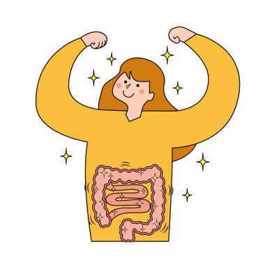 Illustration of a woman with good intestinal health clipart