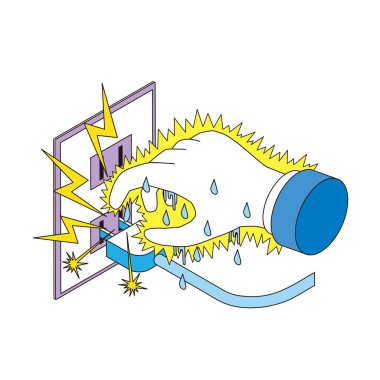 Elektrik prizinden gelen elektrik şokunun yansıması