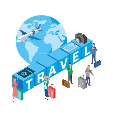 Seyahatten hoşlanan insanların çizimi