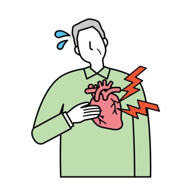 Kalp ağrısı olan yaşlı bir adam.