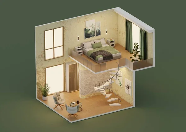 Изометрический Дизайн Интерьера Квартира — стоковое фото