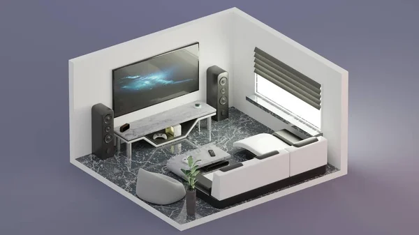 Oyun odası iç tasarımı izometrik