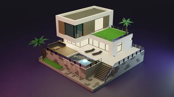 Evin dış tasarımı. 3B model