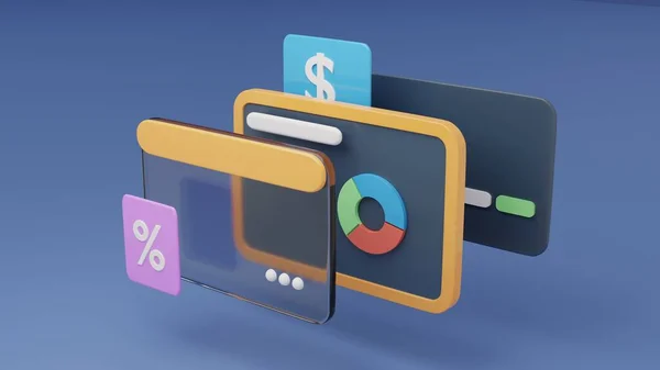 Web tasarımı 3D. Finans simgeleri