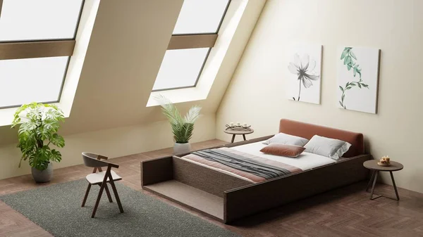 寝室のインテリアデザイン3D — ストック写真