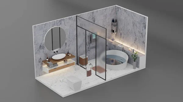 Banheiro Design Interiores Isométrico — Fotografia de Stock
