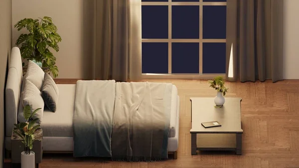 寝室のインテリアデザイン3D — ストック写真