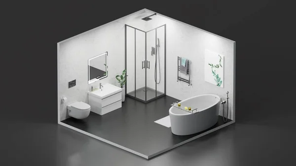 Banheiro Design Interiores Isométrico — Fotografia de Stock