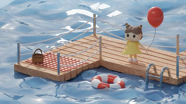 Banyo hazır. Üç boyutlu illüstrasyon. Simgeler