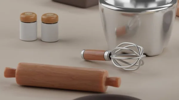 Mutfak gereçleri. 3B illüstrasyon